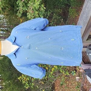 Boy's embroidered polo golf shirt, blue, Kitestrings, sz 8